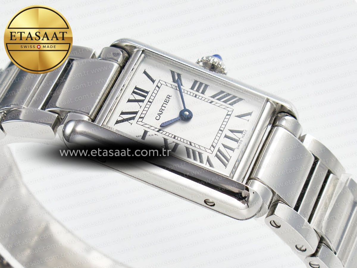 Cartier Tank Must SS 33.7mm DRF 1:1 Best Edition White Dial on SS Bracelet Jap Quartz - Görsel 7
