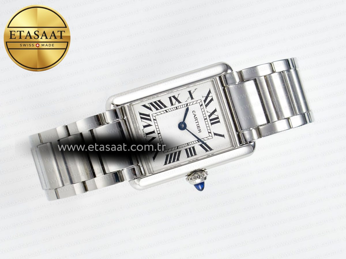 Cartier Tank Must SS 33.7mm DRF 1:1 Best Edition White Dial on SS Bracelet Jap Quartz - Görsel 8