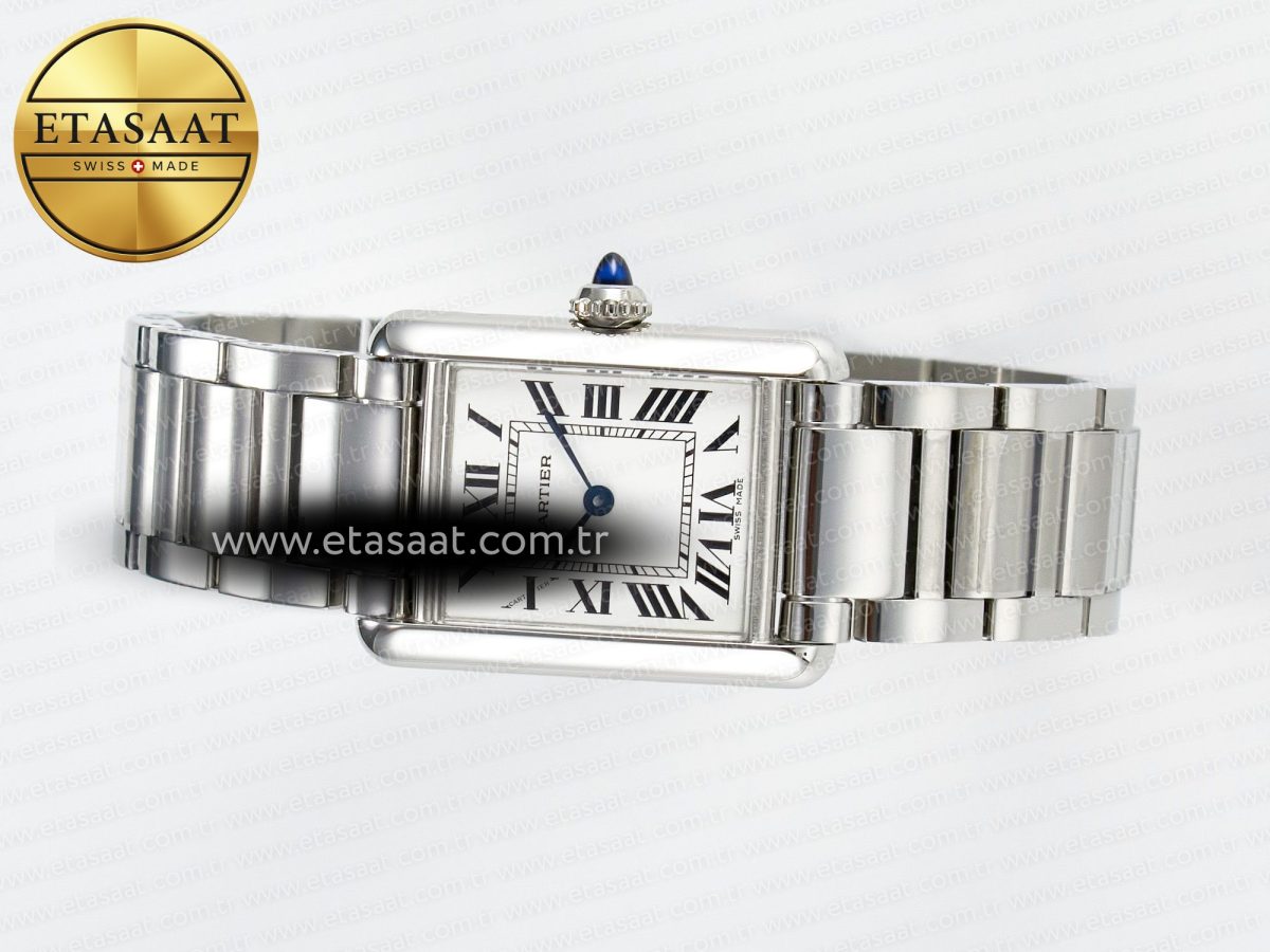 Cartier Tank Must SS 33.7mm DRF 1:1 Best Edition White Dial on SS Bracelet Jap Quartz - Görsel 9