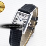 Cartier Tank Solo Ladies 28mm SS AF 1:1 Best Edition White Dial on Black Leather Strap Ronda Quartz