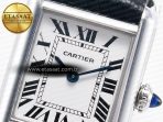 Cartier Tank Solo Ladies 28mm SS AF 1:1 Best Edition White Dial on Black Leather Strap Ronda Quartz - Görsel 10