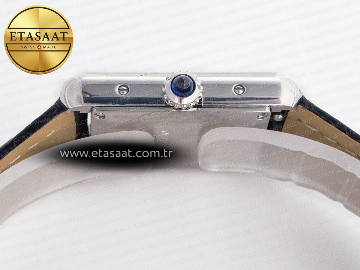 Cartier Tank Solo Ladies 28mm SS AF 1:1 Best Edition White Dial on Black Leather Strap Ronda Quartz - Görsel 13