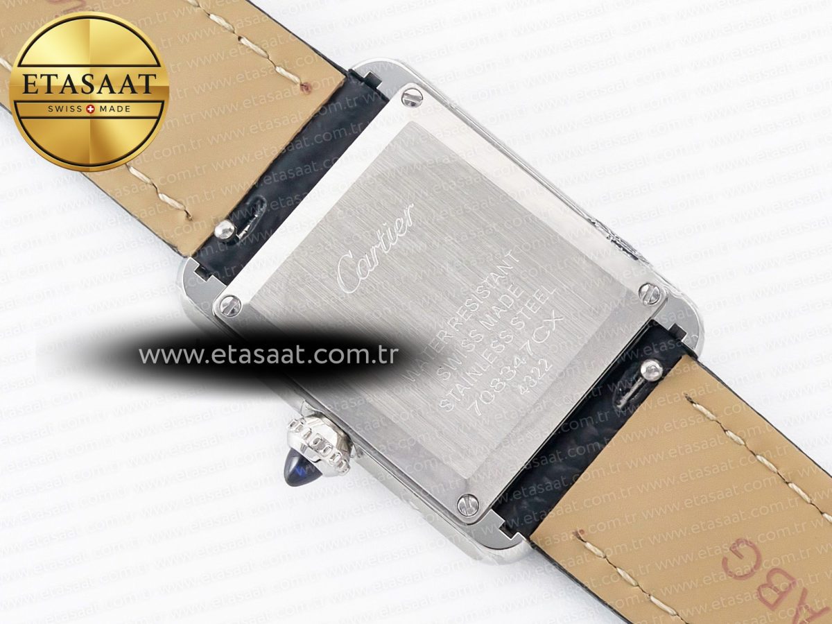 Cartier Tank Solo Ladies 28mm SS AF 1:1 Best Edition White Dial on Black Leather Strap Ronda Quartz - Görsel 15
