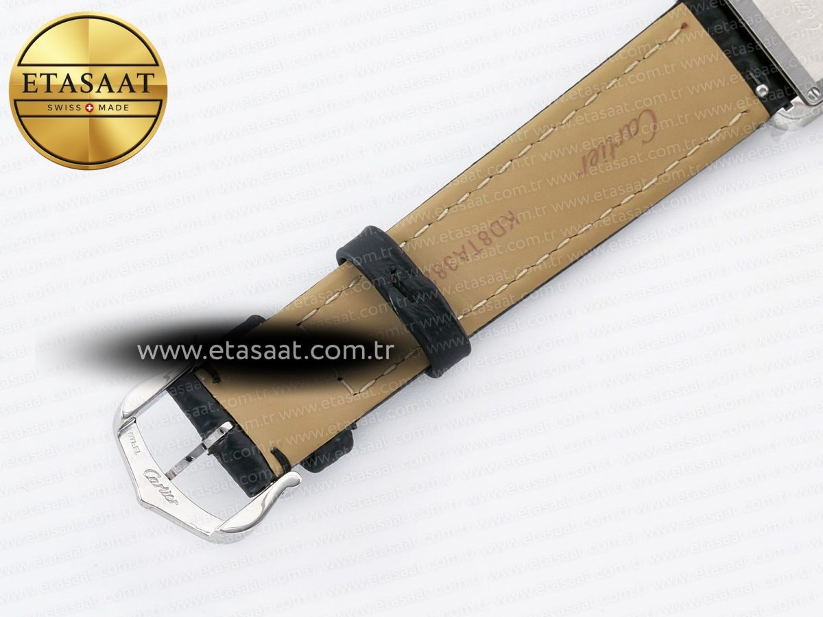 Cartier Tank Solo Ladies 28mm SS AF 1:1 Best Edition White Dial on Black Leather Strap Ronda Quartz - Görsel 18