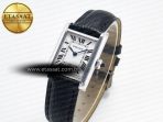 Cartier Tank Solo Ladies 28mm SS AF 1:1 Best Edition White Dial on Black Leather Strap Ronda Quartz - Görsel 2
