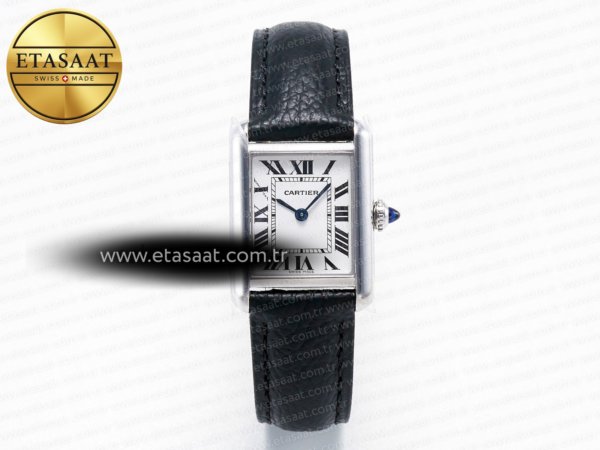Cartier Tank Solo Kadın 28mm AF Beyaz Kadran Siyah Quartz Eta Saat - 1:1 Süper Klon Replika Saat