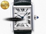 Cartier Tank Solo Ladies 28mm SS AF 1:1 Best Edition White Dial on Black Leather Strap Ronda Quartz - Görsel 4