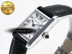 Cartier Tank Solo Ladies 28mm SS AF 1:1 Best Edition White Dial on Black Leather Strap Ronda Quartz - Görsel 6
