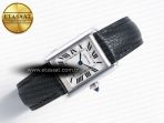 Cartier Tank Solo Ladies 28mm SS AF 1:1 Best Edition White Dial on Black Leather Strap Ronda Quartz - Görsel 8