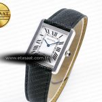 Cartier Tank Solo Ladies 33.7mm SS AF 1:1 Best Edition White Dial on Black Leather Strap Ronda Quartz