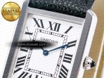 Cartier Tank Solo Ladies 33.7mm SS AF 1:1 Best Edition White Dial on Black Leather Strap Ronda Quartz - Görsel 10