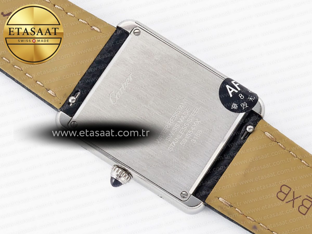 Cartier Tank Solo Ladies 33.7mm SS AF 1:1 Best Edition White Dial on Black Leather Strap Ronda Quartz - Görsel 12
