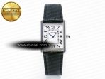 Cartier Tank Solo Ladies 33.7mm SS AF 1:1 Best Edition White Dial on Black Leather Strap Ronda Quartz - Görsel 3