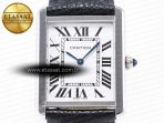Cartier Tank Solo Ladies 33.7mm SS AF 1:1 Best Edition White Dial on Black Leather Strap Ronda Quartz - Görsel 4