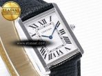 Cartier Tank Solo Ladies 33.7mm SS AF 1:1 Best Edition White Dial on Black Leather Strap Ronda Quartz - Görsel 5