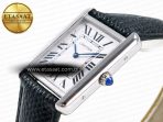 Cartier Tank Solo Ladies 33.7mm SS AF 1:1 Best Edition White Dial on Black Leather Strap Ronda Quartz - Görsel 6