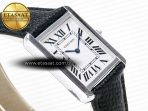 Cartier Tank Solo Ladies 33.7mm SS AF 1:1 Best Edition White Dial on Black Leather Strap Ronda Quartz - Görsel 7