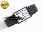 Cartier Tank Solo Ladies 33.7mm SS AF 1:1 Best Edition White Dial on Black Leather Strap Ronda Quartz - Görsel 8