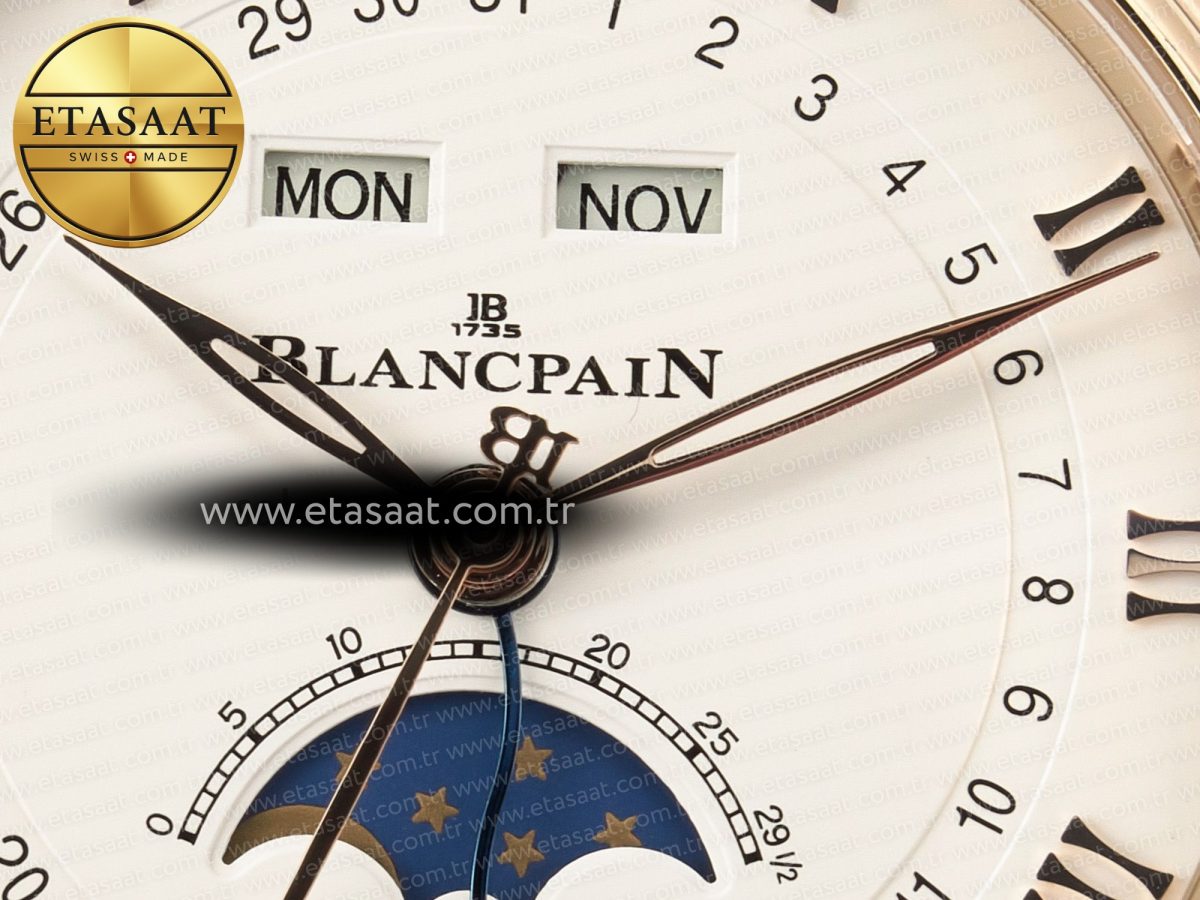 Blancpain Villeret 6654 SS Complicated Function APSF 1:1 Best Edition White Dial on Leather Strap A6654 - Görsel 10