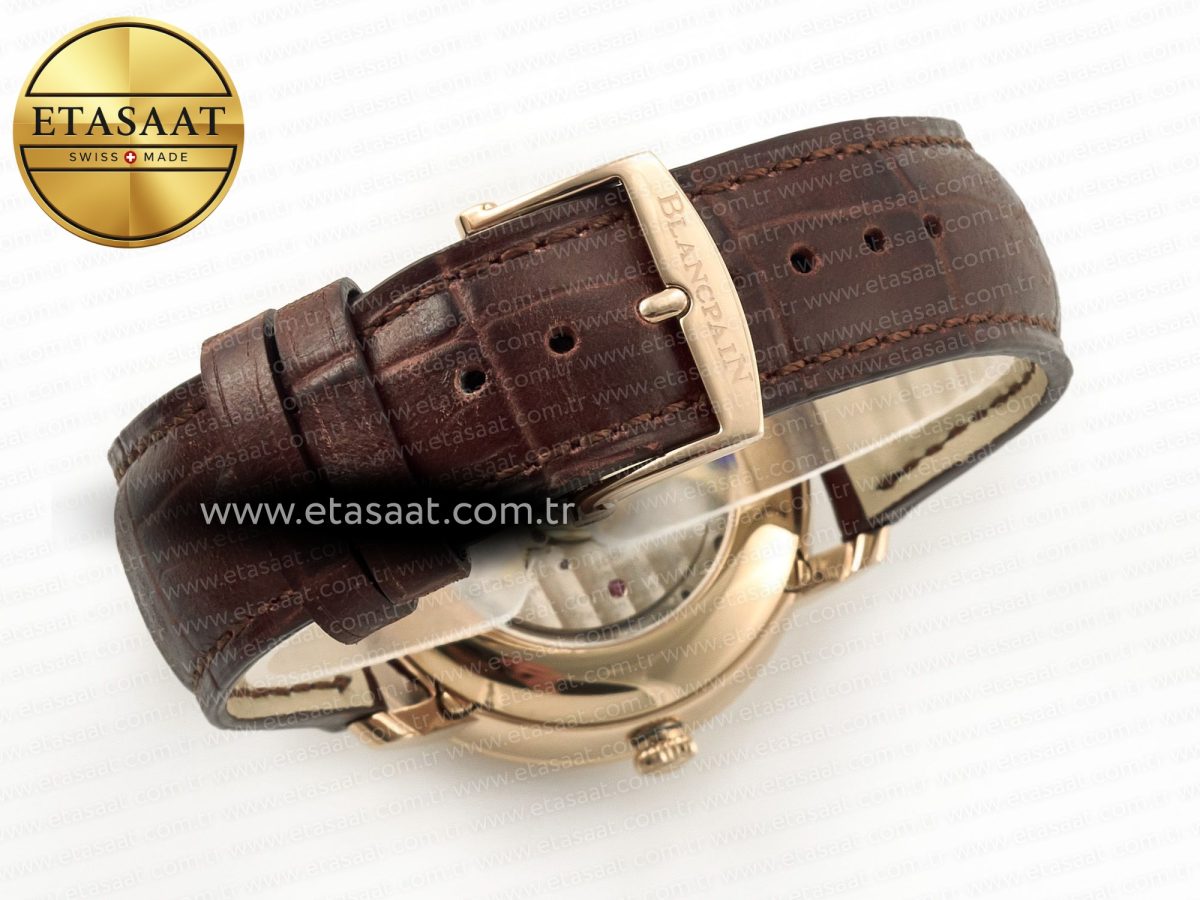 Blancpain Villeret 6654 SS Complicated Function APSF 1:1 Best Edition White Dial on Leather Strap A6654 - Görsel 16