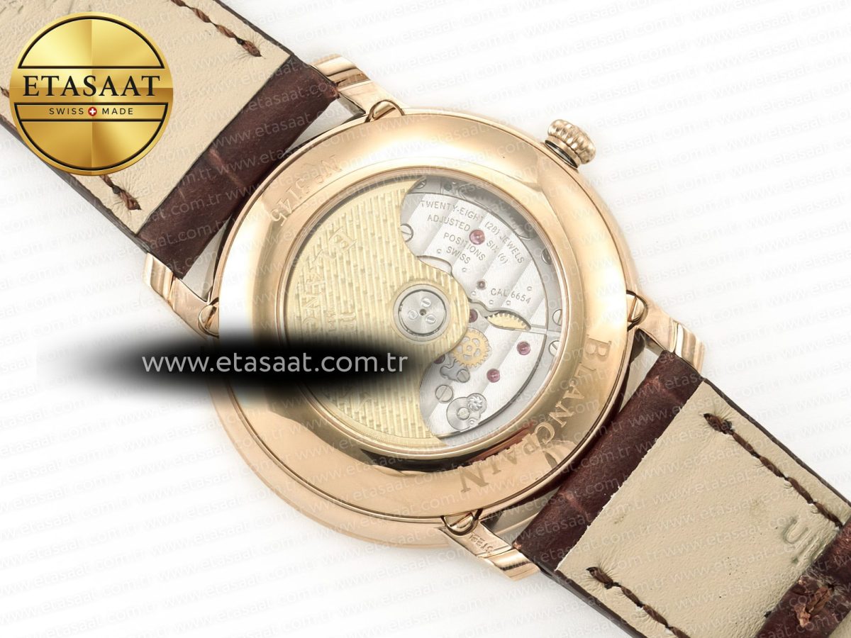 Blancpain Villeret 6654 SS Complicated Function APSF 1:1 Best Edition White Dial on Leather Strap A6654 - Görsel 17