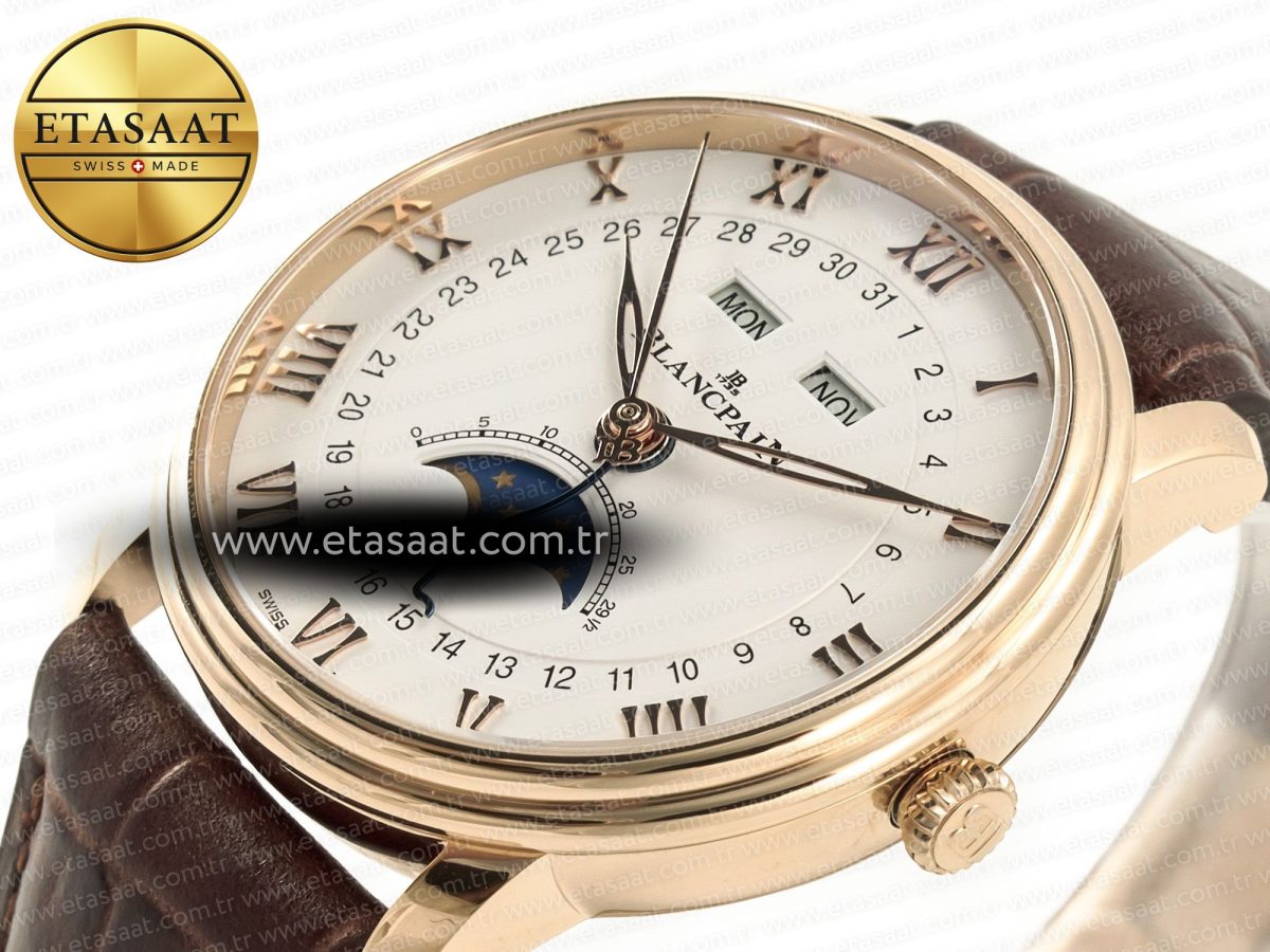 Blancpain Villeret 6654 SS Complicated Function APSF 1:1 Best Edition White Dial on Leather Strap A6654 - Görsel 6