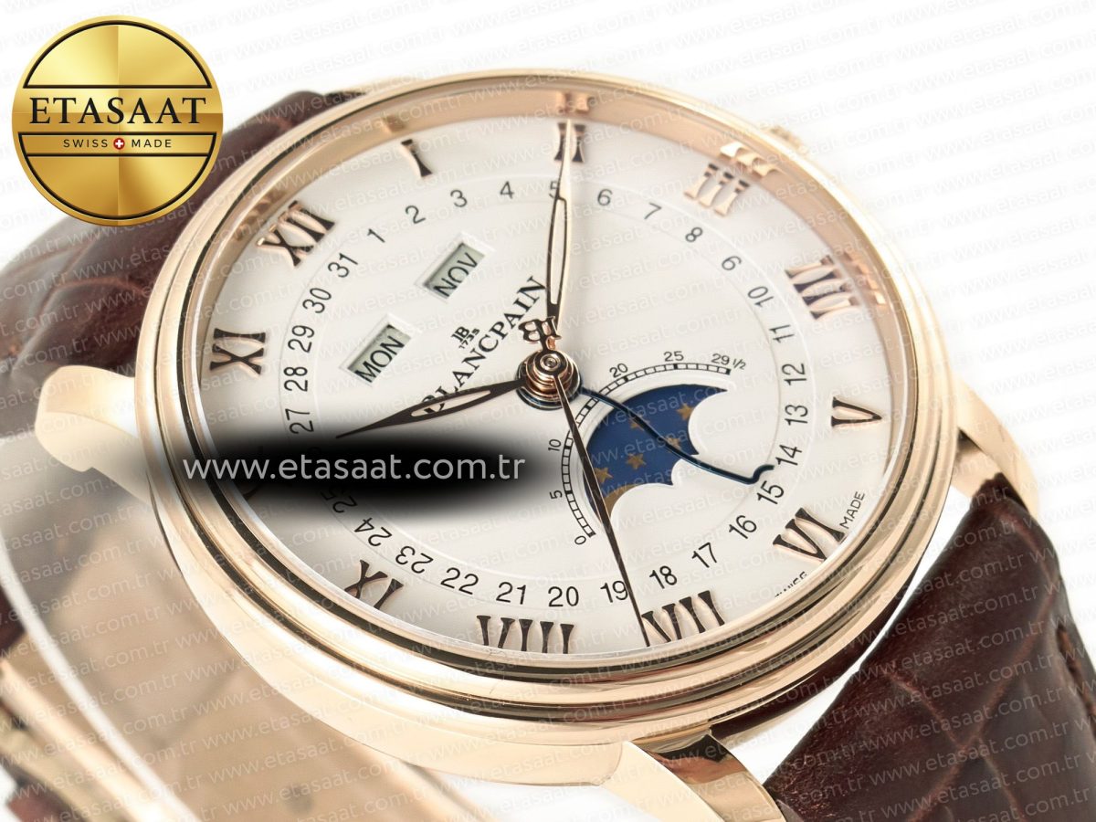 Blancpain Villeret 6654 SS Complicated Function APSF 1:1 Best Edition White Dial on Leather Strap A6654 - Görsel 7