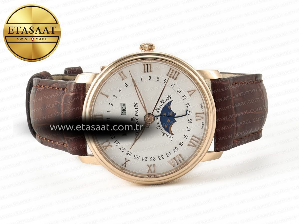 Blancpain Villeret 6654 SS Complicated Function APSF 1:1 Best Edition White Dial on Leather Strap A6654 - Görsel 9